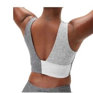 Outdoor Voices Venus crop top XS dove grey tri-tone color block